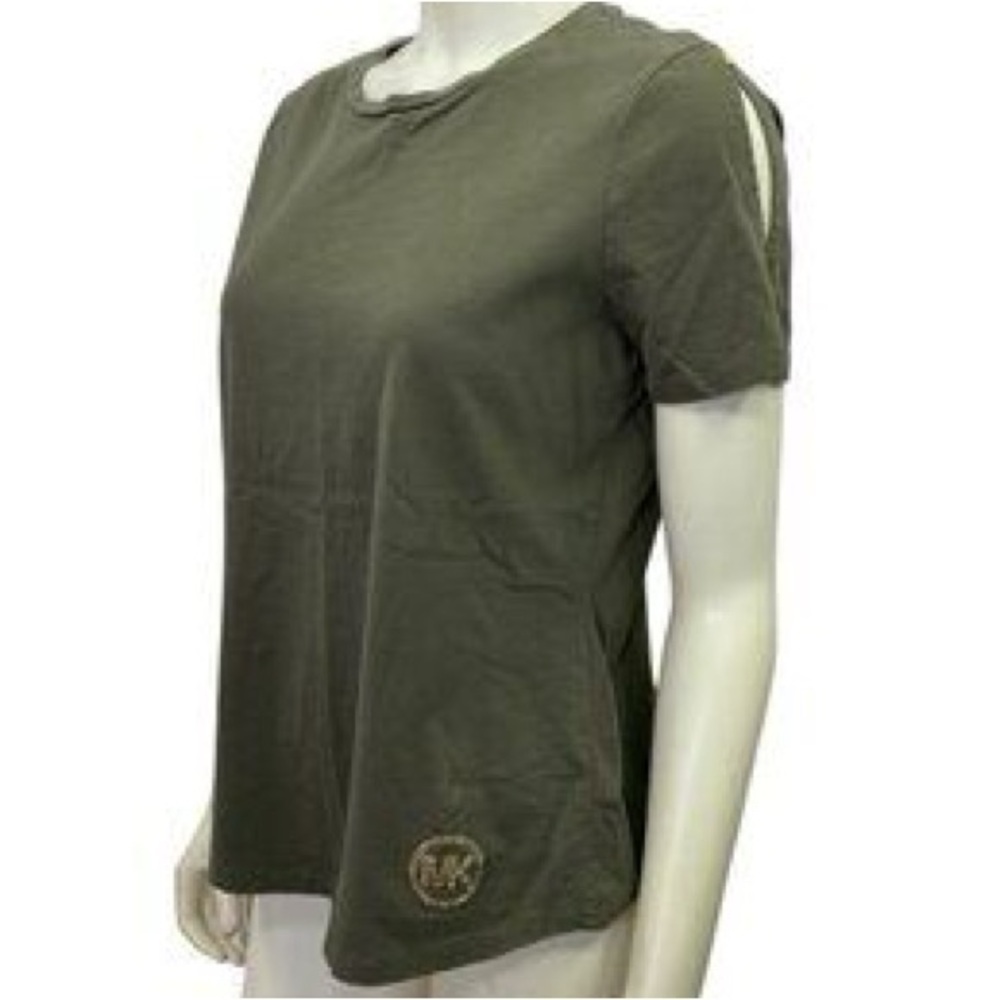 MICHAEL KORS Olive Short Sleeve Cold Shoulder Shirt - NWOT ⭐️SALE 2/$40